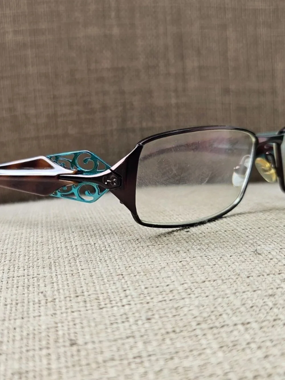 Morel France Women Eyeglasses Frame Brown W/ Turquoise Accent Glasses 6567K